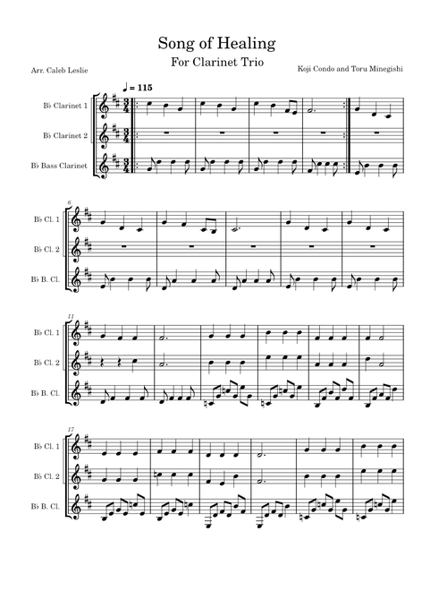 Song of Healing – Koji Kondo Song of Healing for Clarinet Trio