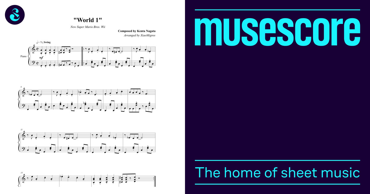 World 1 - New Super Mario Bros. Wii Sheet Music for Piano