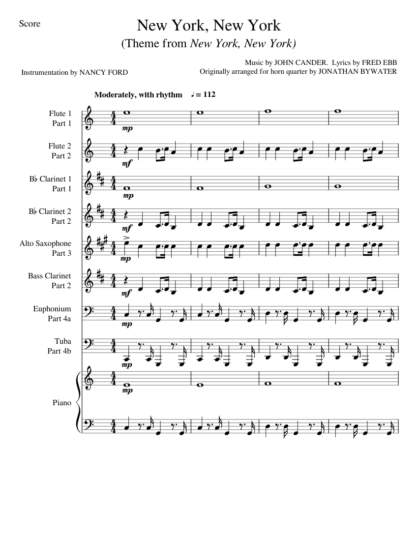 New York, New York - John Cander, Fred Ebb (for wind