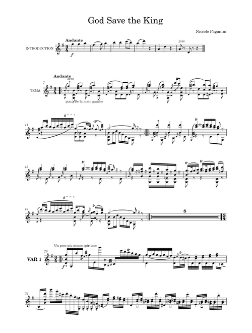 Variations on 'God Save the King', Op.9 – Niccolò Paganini