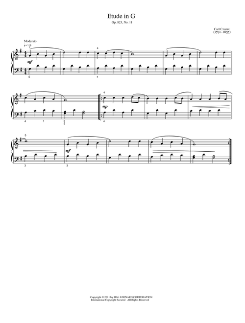 Etude In G - Carl Czerny (Easy Piano)