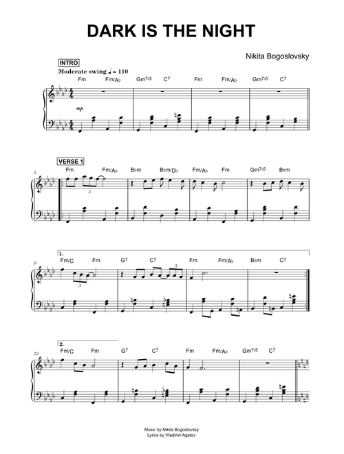 Dark is the Night - Nikita Bogoslovsky (Piano)