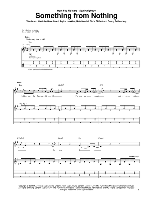 Something From Nothing - Foo Fighters (Guitar Tab)