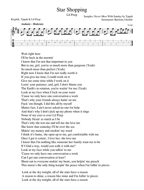 Star Shopping - Lil Peep Baritone ukelele