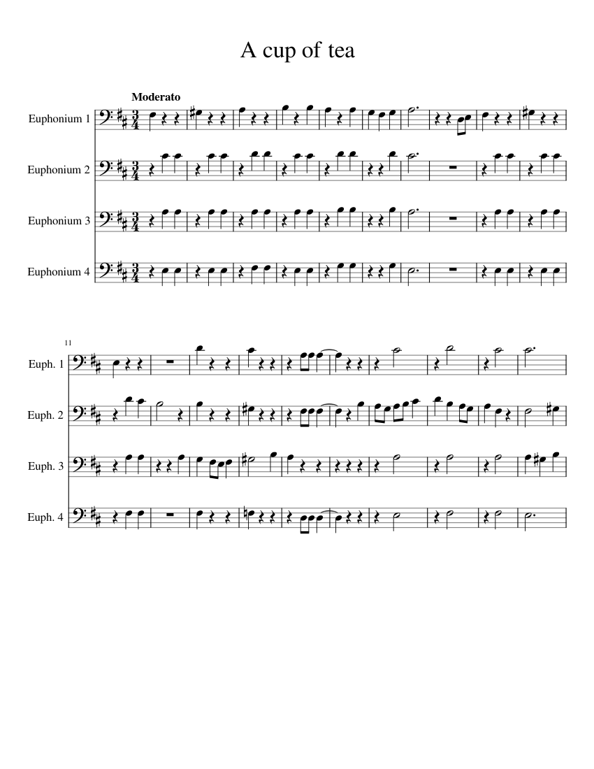 A Cup of Tea Sheet music for Euphonium (Brass Quartet)
