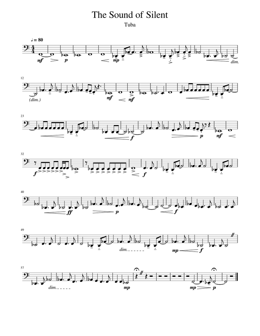 The_Sound_of_Silent tuba Sheet music for Tuba (Solo)