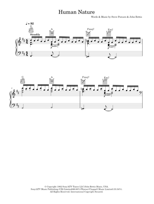 Human nature - Michael Jackson (Piano-Vocal-Guitar (Piano Accompaniment))