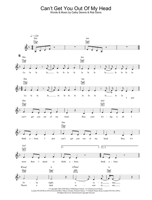 Can't Get You Out Of My Head - Kylie Minogue (Lead Sheet - Fake Book)
