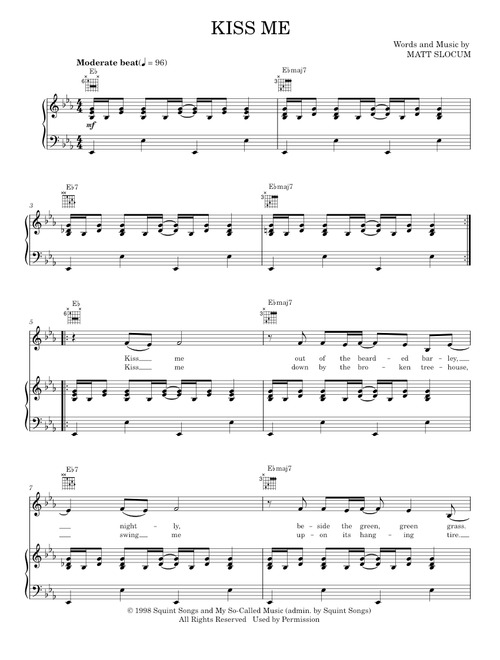 Kiss me - Sixpence None the Richer (Piano-Vocal-Guitar)