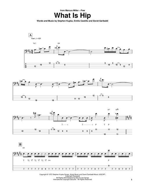 What Is Hip - Marcus Miller, Tower Of Power (Bass Tab)