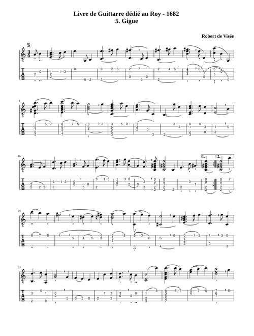 5.Livre de Guitarre dédié au Roy - Gigue