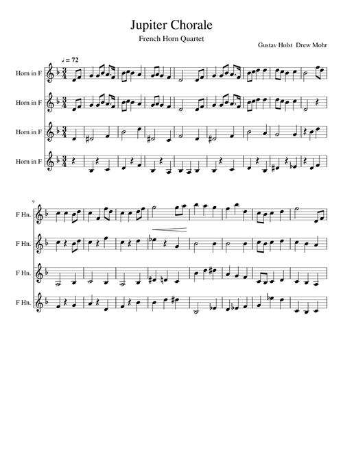 Chorale From The Planets Op.32 "Jupiter" French Horn Quartet