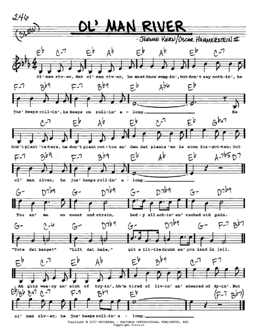 Ol' Man River - Jerome Kern, Show Boat (Musical) (Real Book - Melody-Chords-Lyrics)
