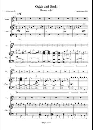 ODDS&ENDS - ryo (supercell) Sheet Music with Chords for Piano (Solo ...