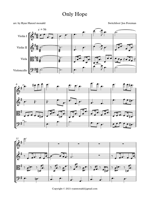 Only Hope (Arr. Ryan Hanzel Monakil) - Mandy Moore (String Quartet)