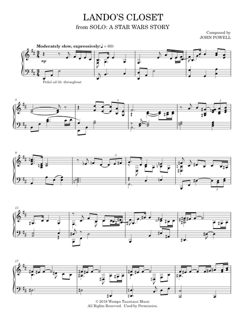 Lando's Closet - John Powell (Piano Solo)