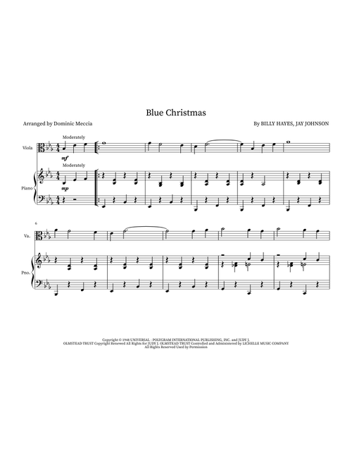 Blue Christmas (Arr. Dominic Meccia) - Elvis Presley (Instrumental Duet)