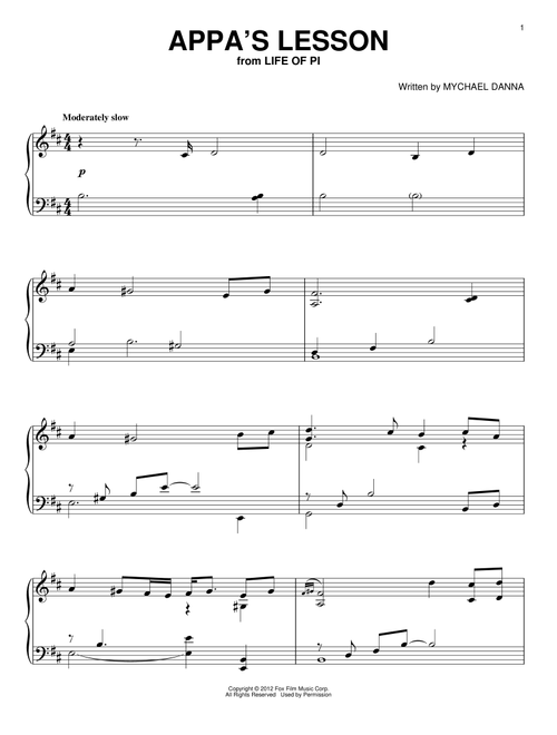 Appa's Lesson - Mychael Danna, Life of Pi (Movie) (Piano Solo)