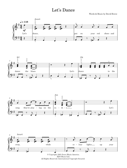 Let's Dance - David Bowie (Piano-Vocal-Guitar (Piano Accompaniment))