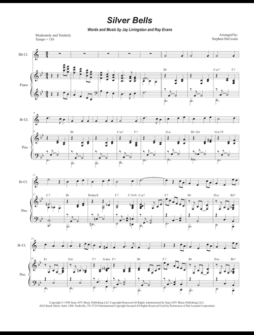 Silver Bells (Arr. Stephen DeCesare) - Plumb (Clarinet and Piano)