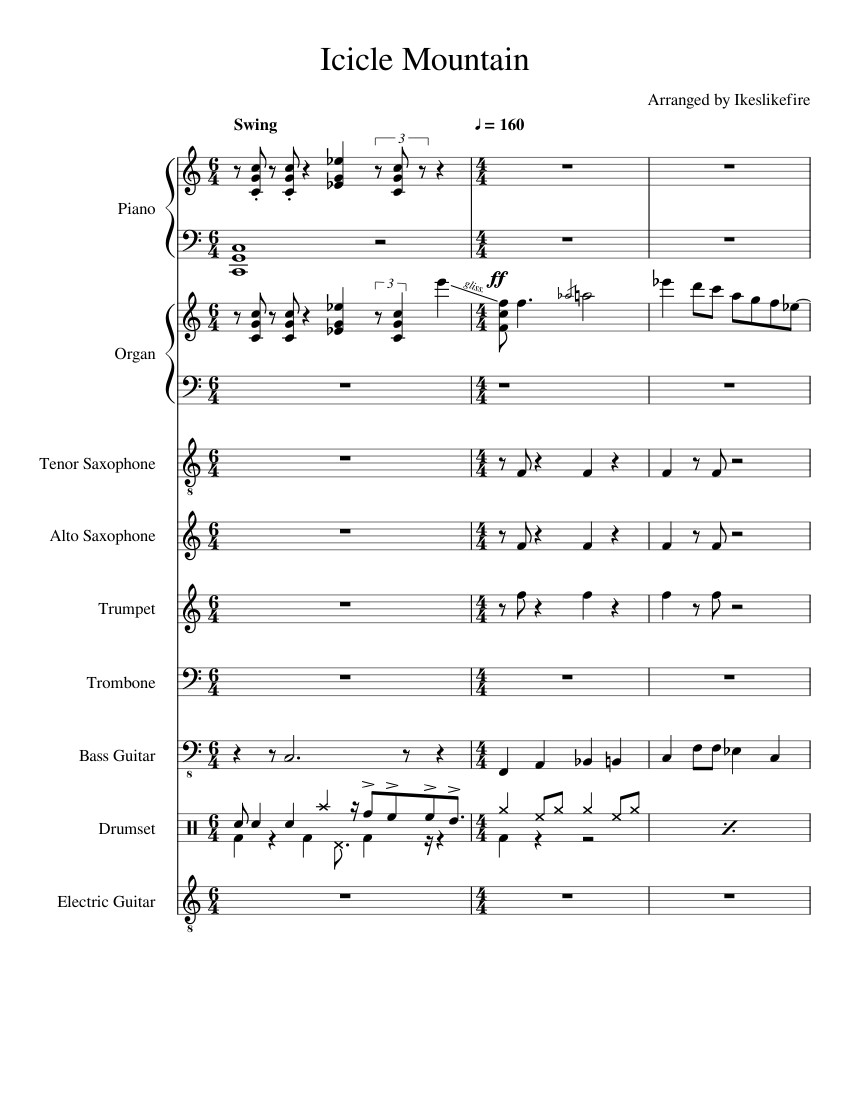 Icicle mountain Sheet music for Piano, Trombone, Organ, Saxophone alto ...