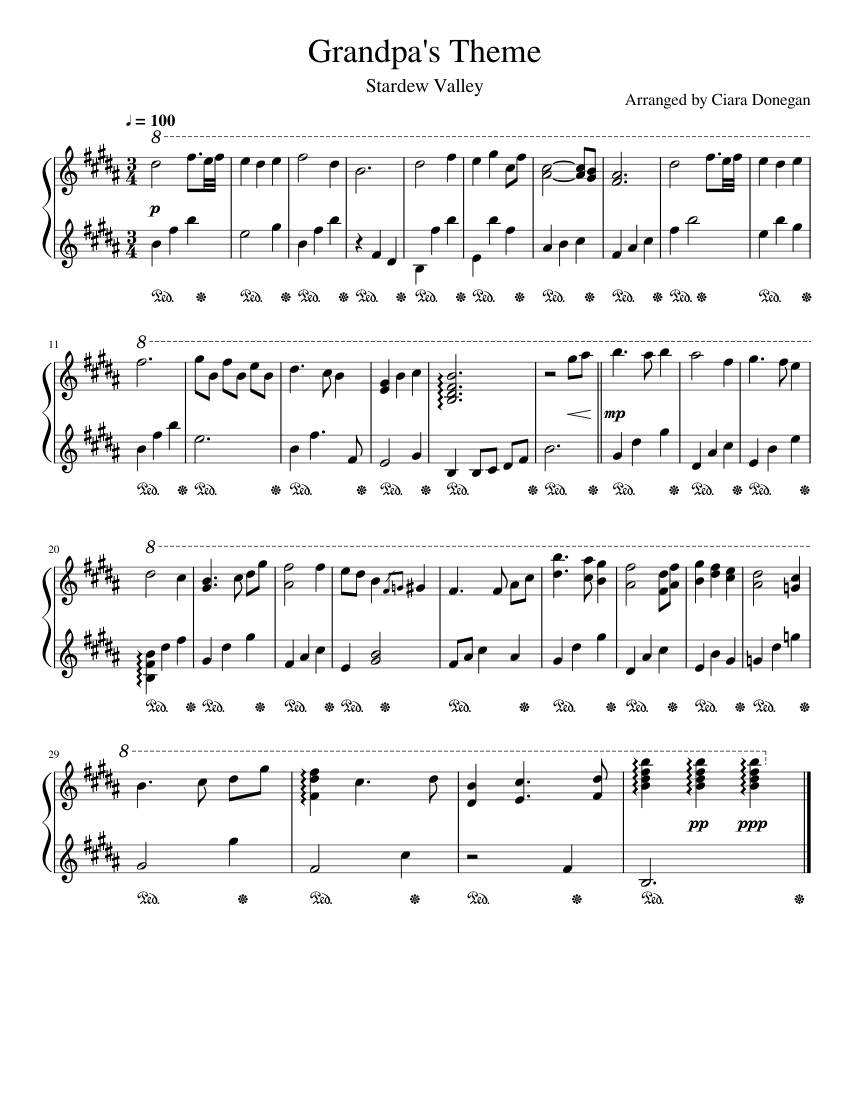 Grandpa's Theme Stardew Valley Sheet music for Piano (Solo