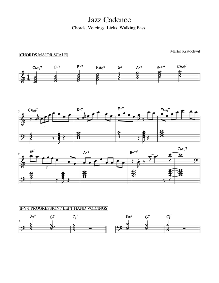 jazz cadence Sheet Music with Chords for Piano (Solo) easy | MuseScore.com