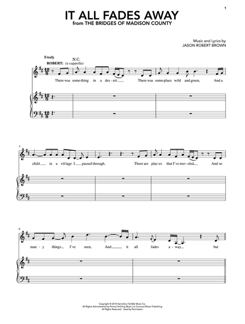 It All Fades Away (from The Bridges of Madison County) - Jason Robert Brown (Piano Vocal)