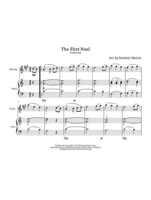 The First Noel (Arr. Dominic Meccia) - Andy Williams (Alto Sax and Piano)