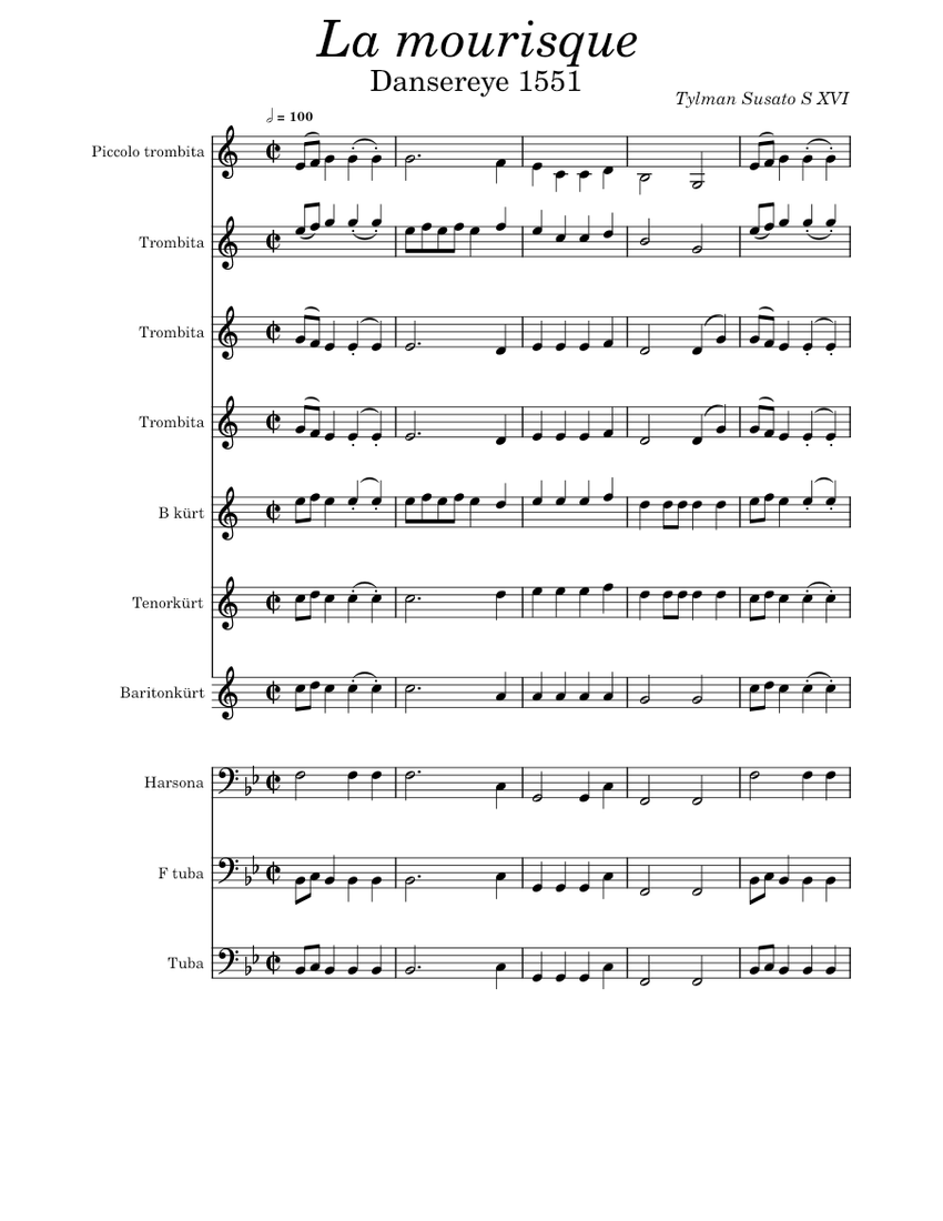 La morisque Sheet Music for Trombone, Euphonium, Tuba, Trumpet piccolo ...