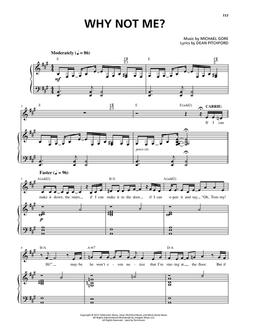 Why Not Me? (from Carrie The Musical) - Michael Gore, Dean Pitchford (Piano Vocal)