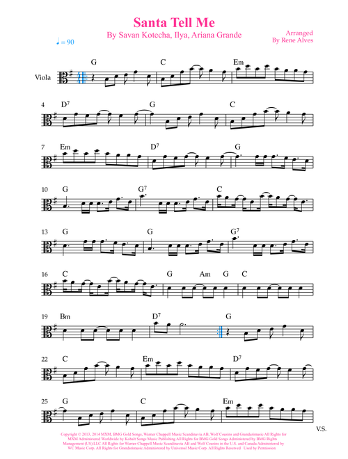 Santa Tell Me (Arr. Rene Alves) - Ariana Grande (Viola Solo)