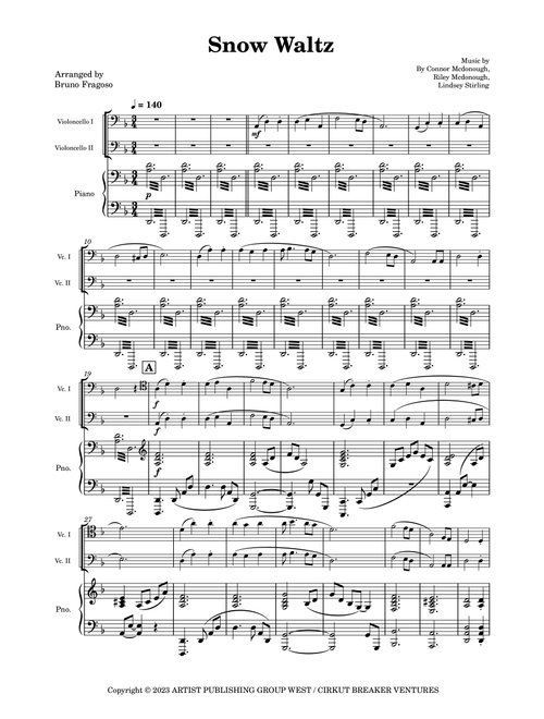 Snow Waltz (Arr. Bruno Fragoso de Almeida) - Lindsey Stirling (Cello Duet)