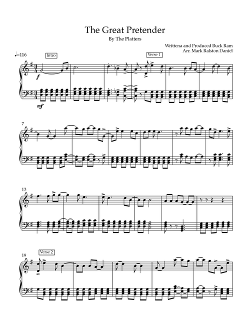 The Great Pretender (Arr. Mark RD) - The Platters (Small Ensemble)