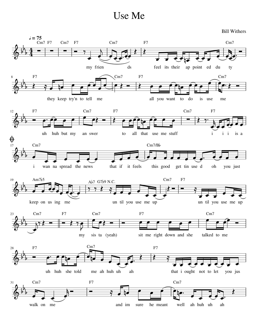 Use Me Note Use Me Sheet Music for Piano (Solo) Easy | MuseScore.com