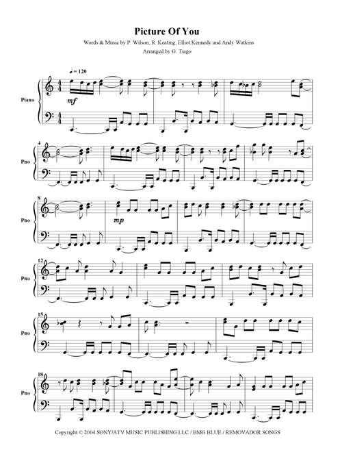 Picture Of You (Arr. G. Tiago) - Boyzone (Piano Solo)