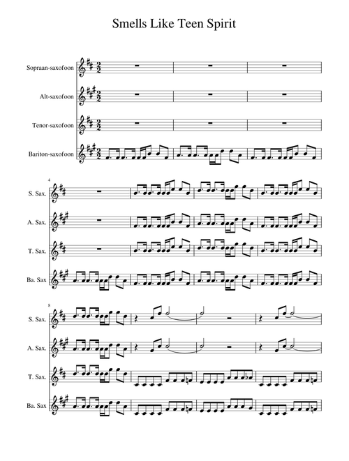 Smells Like Teen Spirit Saxophone Quartet