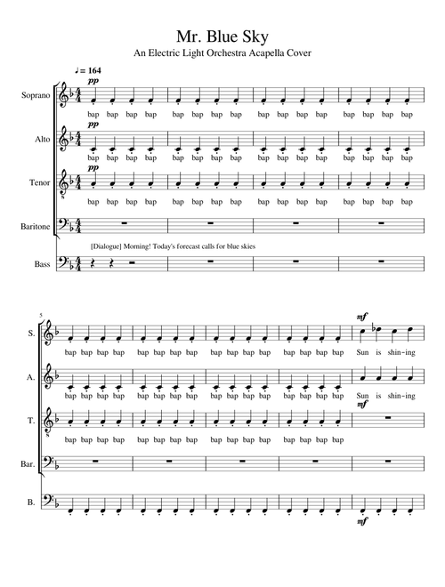 Mr Blue Sky Acapella Arrangement