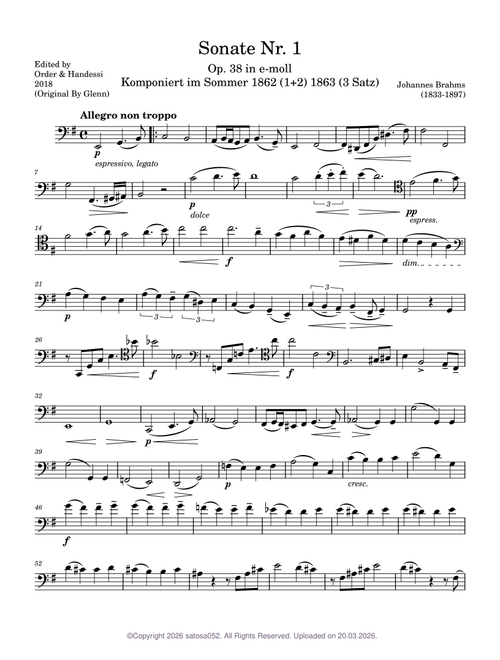 Cello Sonata No.1, Op.38 – Johannes Brahms