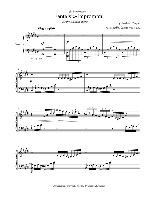 Fantaisie-Impromptu, arr. for the left hand (Arr. James Marchand) - Frederic Chopin (Piano Solo)