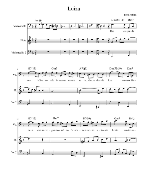 Luiza - Tom Jobim - Trio Cellos e Flauta