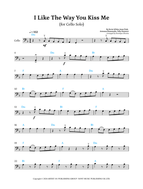 I Like The Way You Kiss Me (Arr. Henrique Oliveira) - Artemas (Cello Solo)
