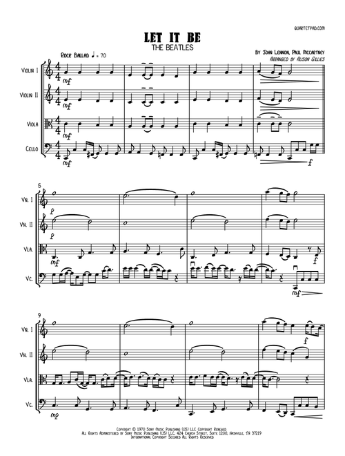 Let It Be (Arr. Alison Gillies) - Kris Allen (String Quartet)