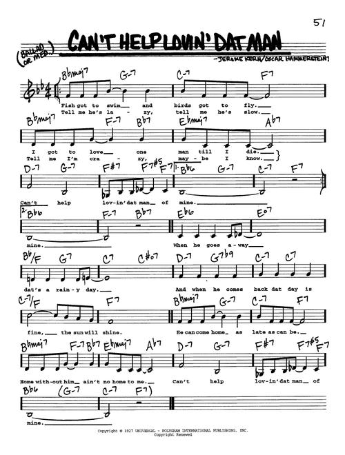 Can't Help Lovin' Dat Man (Low Voice) - Jerome Kern, Oscar Hammerstein II (Real Book - Melody-Chords-Lyrics)