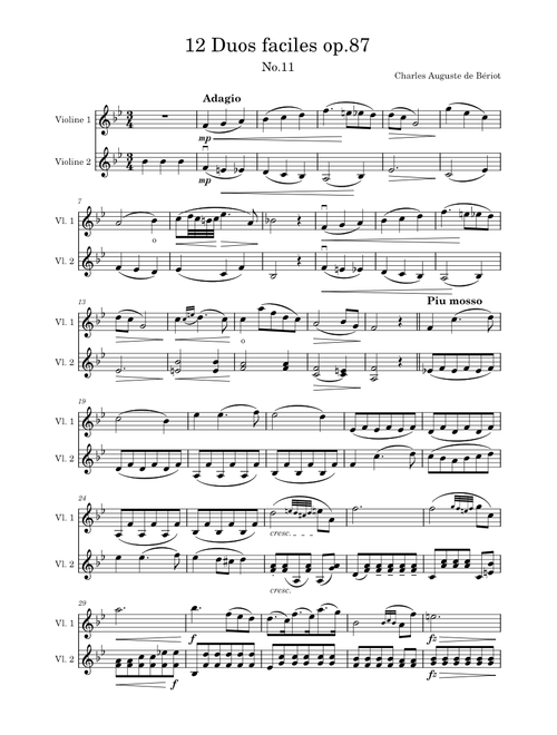 12 Duos faciles No.11 – Bériot, Charles-Auguste de