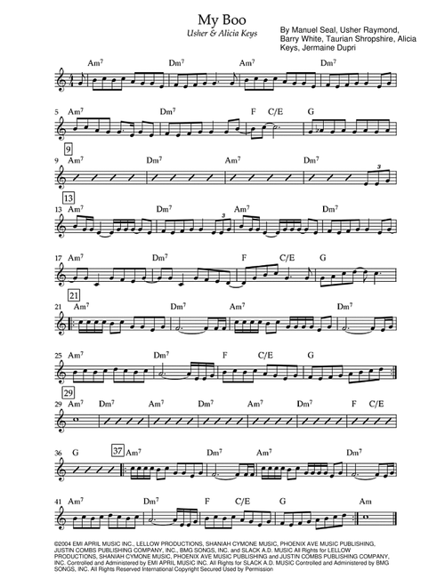 My Boo (Arr. Elias Rocha) - Usher & Alicia Keys (Piano-Vocal-Guitar (Piano Accompaniment))