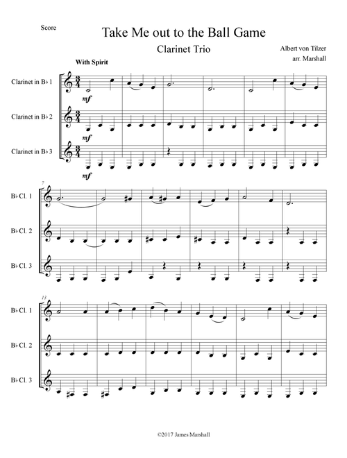 Take Me Out to the Ball Game (Arr. James Marshall) - Albert von Tilzer (Clarinet Solo)