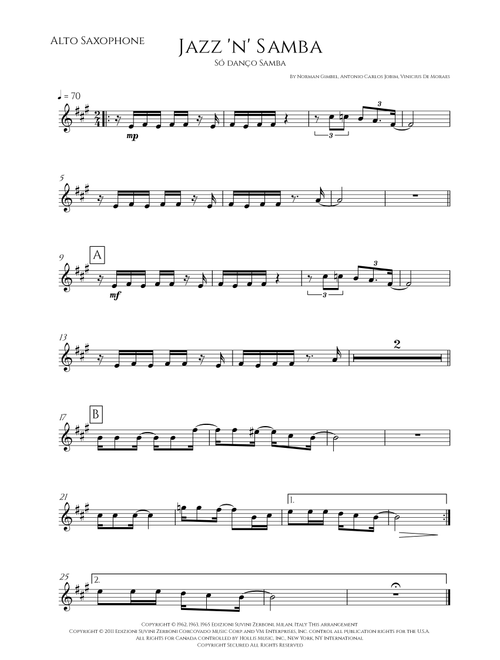 Jazz 'n' Samba (so Danco Samba) (Arr. Rafael Fernandes da Silva) - Antonio Carlos Jobim, Norman Gimbel, Vinicius de Moraes (Alto Sax Solo)