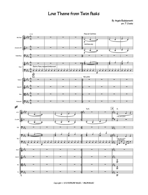 Love Theme From Twin Peaks (Arr. T Crooks) - Angelo Badalamenti (Large Ensemble)