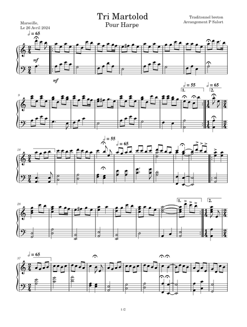 Tri Martolod for harp